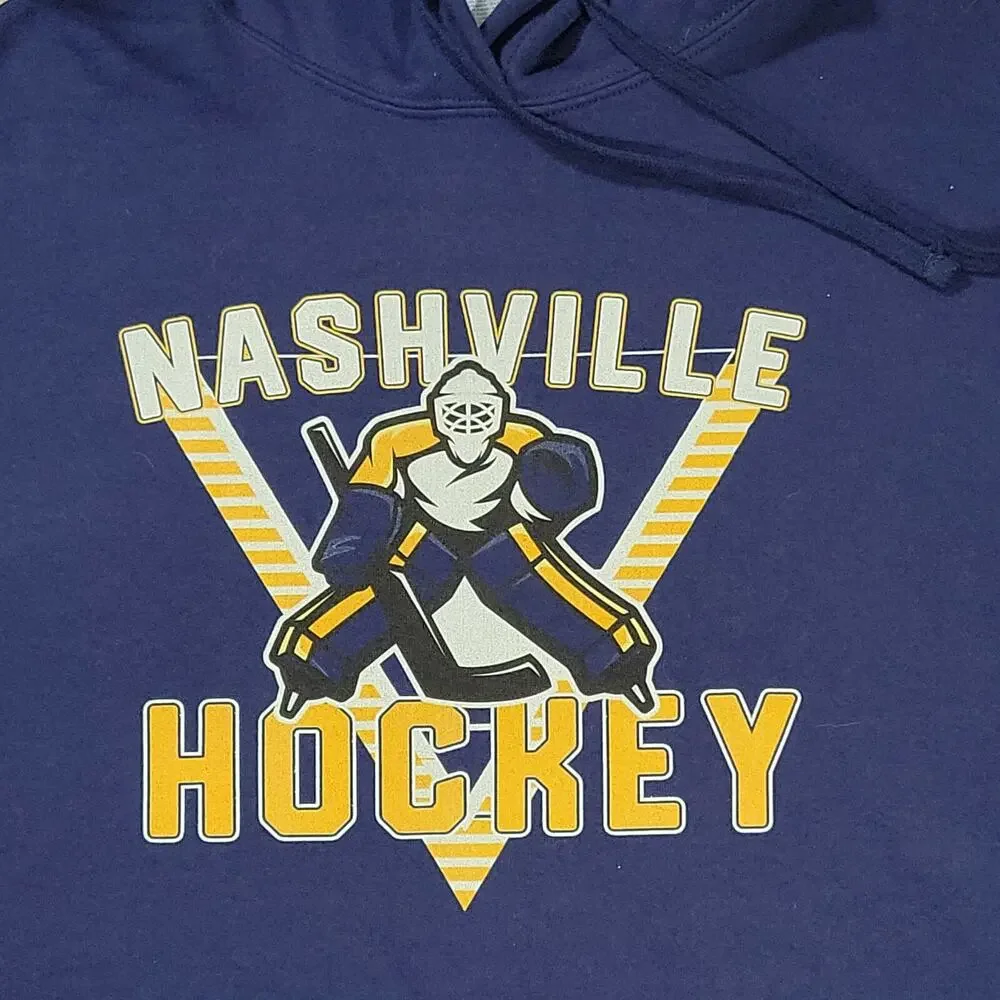 Nashville Predators Sweater Men's Large Navy Blue Gold Pullover Hoodie New